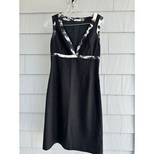 Pollini Made in Italy‎ Virgin Wool Sleevless V Neck Black Dress Size 8